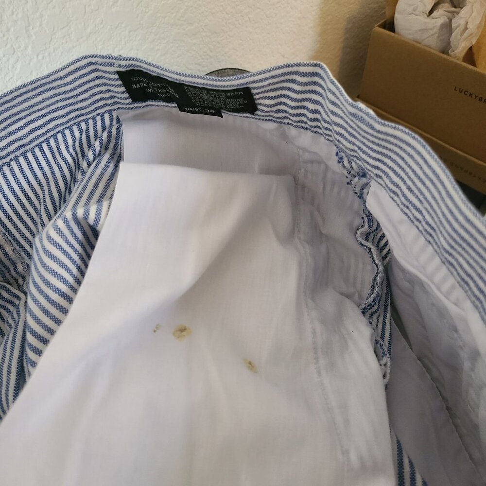 Preswick & Moore US Size 34 100% Cotton Blue White Striped 4.5" Inseam Shorts - Picture 8 of 13